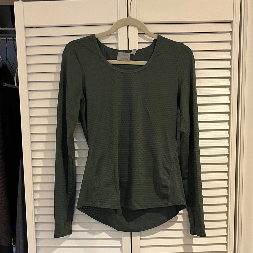 Athleta Forest Green Long Sleeve Workout Top - Picture 1 of 2